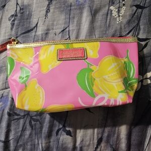 Lilly Pulitzer for estée lauder lemon pink preppy make up travel toiletries bag